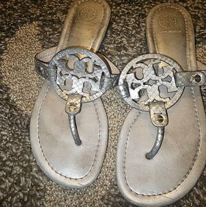Tory Burch Silver Thong Sandals